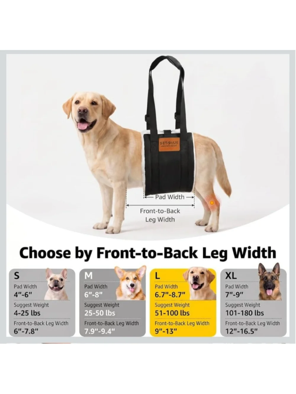 Portable Dog Sling For Back Legs Large Dogs Hip Joint Arthritis K9 Harness Leash